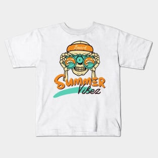 Summer Vibes at the Beach with Cool Skull Kids T-Shirt